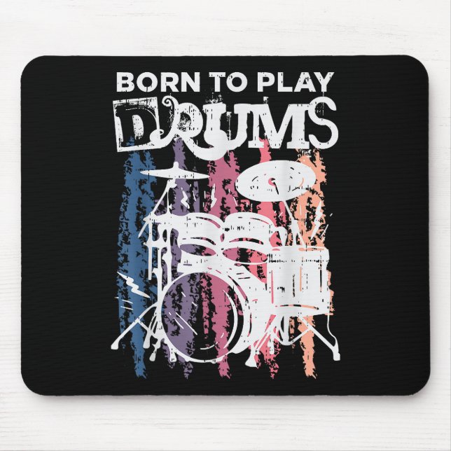 Mousepad Nascer Para Tocar Drumm Drumming Rock Music Banda  (Frente)