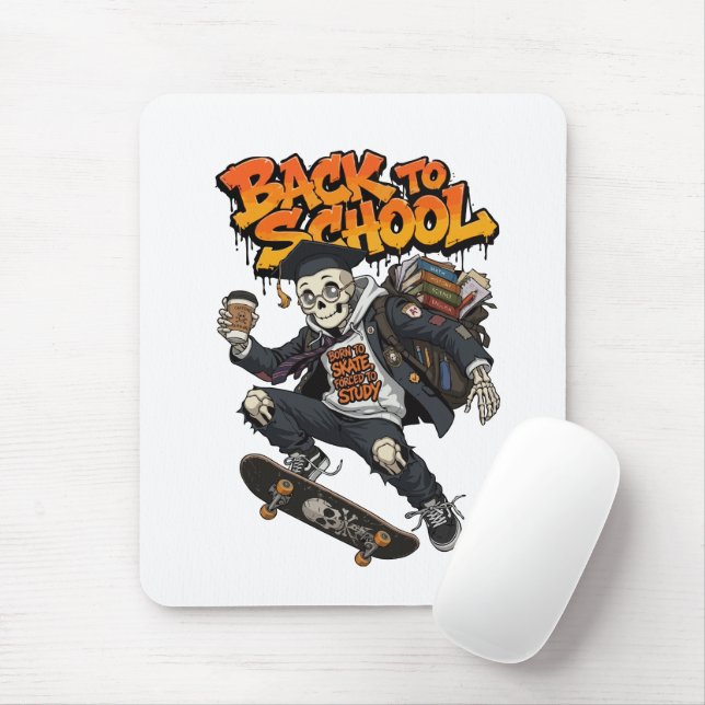 Mousepad Nascido para Andar de Skate Forçado a Estudar Esqu (Com mouse)