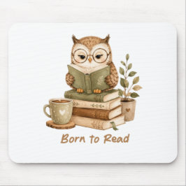 Mousepad Nascido para Ler Coruja Fofa Amante de Livros mous