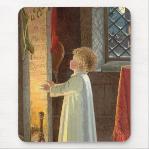 Mousepad Natais vintages, Aquecimento infantil pela Lareira