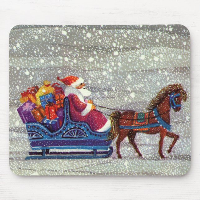 Mousepad Natais vintages, Cavalo de Papai Noel Aberto (Frente)