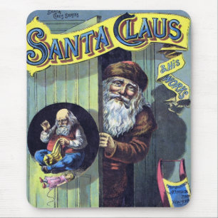 Mousepad Natais vintages, Papai Noel e seu Livro de Trabalh