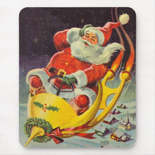 Mousepad Natais vintages, Papai Noel num Espachante (Frente)