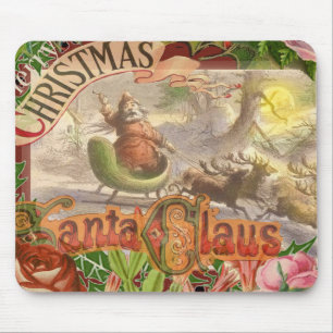 Mousepad Natais vintages Papais noeis Reindeer Sleigh
