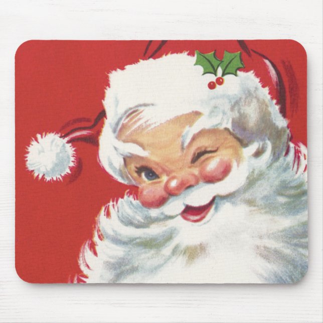 Mousepad Natais vintages Santa Claus, Jolly e Winking (Frente)
