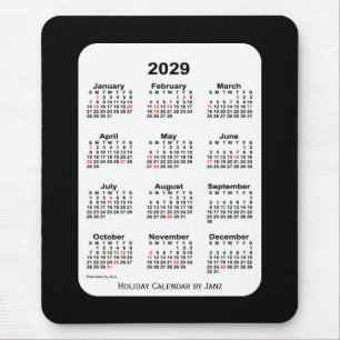 Mousepad Natal 2029 Calendário preto de dois tons por Janz
