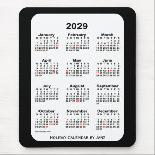 Mousepad Natal 2029 Calendário preto de dois tons por Janz