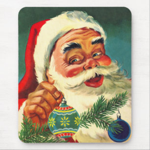 Mousepad Natal Antigo, Alegre Papai Noel Retro dos Anos 50