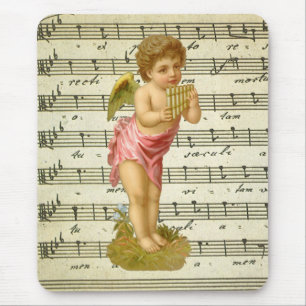 Mousepad Natal Antigo, Anjo Músico com Flauta de Pã