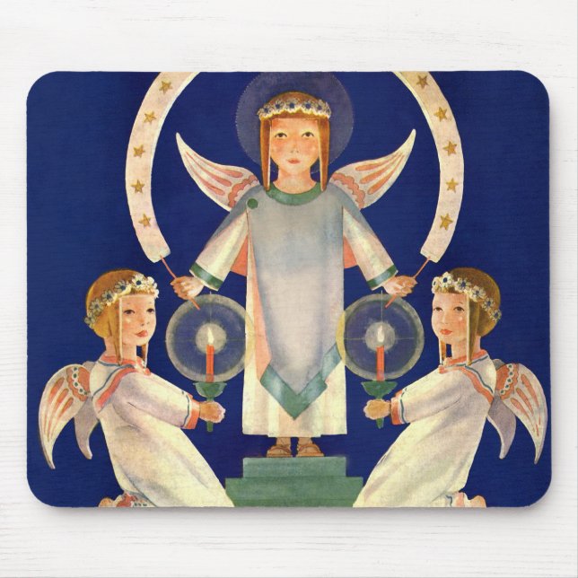 Mousepad Natal Antigo, Anjos da Santa Lúcia Escandinavos (Frente)