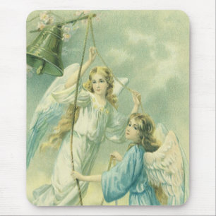 Mousepad Natal Antigo, Anjos Vitorianos com um Sino