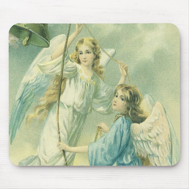 Mousepad Natal Antigo, Anjos Vitorianos com um Sino (Frente)