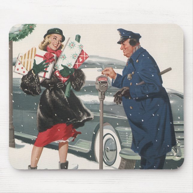 Mousepad Natal Antigo, Compras Presentes Policial (Frente)