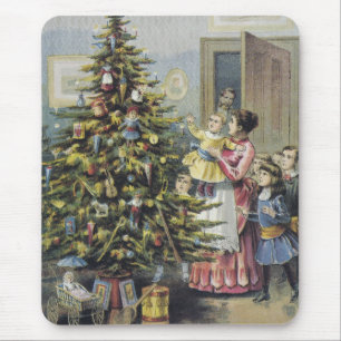 Mousepad Natal Antigo, Família Vitoriana em Torno da Árvore