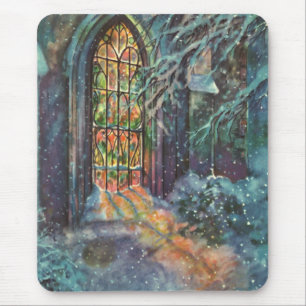 Mousepad Natal Antigo Igreja com Vitral