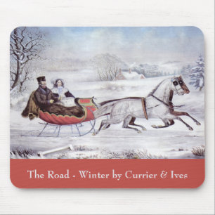 Mousepad Natal Antigo, O Caminho do Inverno, Cavalo de Tren