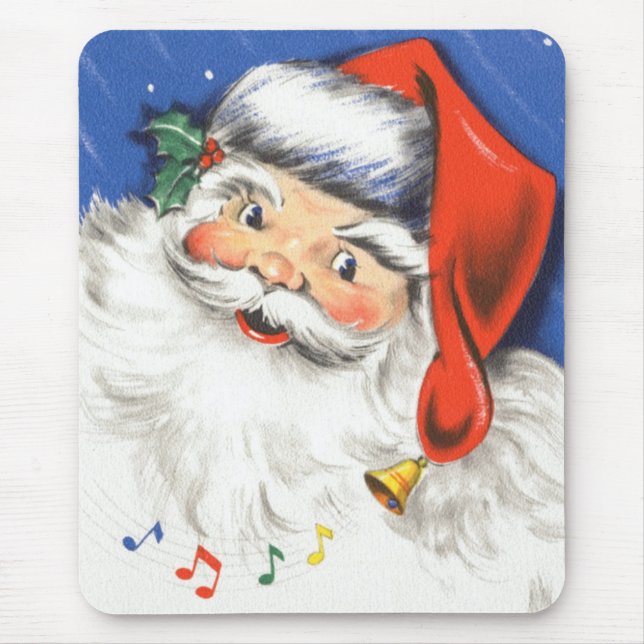Mousepad Natal Antigo, Papai Noel Alegre com Música (Frente)
