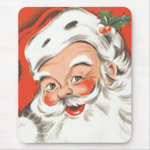 Mousepad Natal Antigo, Papai Noel Alegre com Sorriso