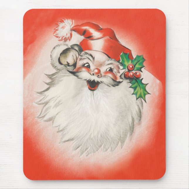 Mousepad Natal Antigo, Papai Noel Alegre dos Anos 50 (Frente)