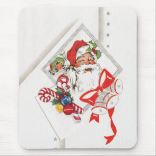 Mousepad Natal Antigo, Papai Noel com Bengalas de Natal