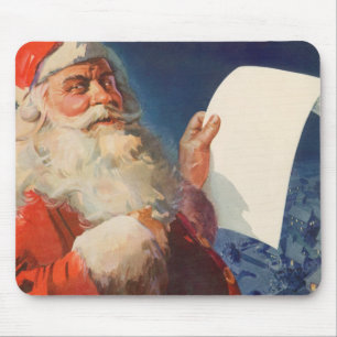 Mousepad Natal Antigo, Papai Noel Lista de Meninos Maus e B