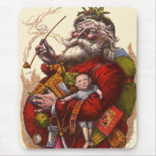 Mousepad Natal Antigo, Papai Noel Vitoriano Com Brinquedos