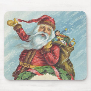 Mousepad Natal Antigo, Papai Noel Vitoriano em Grinalda