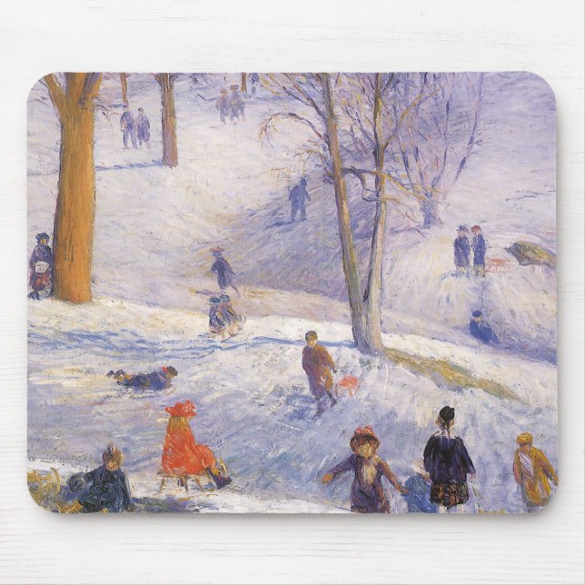 Mousepad Natal Antigo, Trenó, Central Park Glackens (Frente)