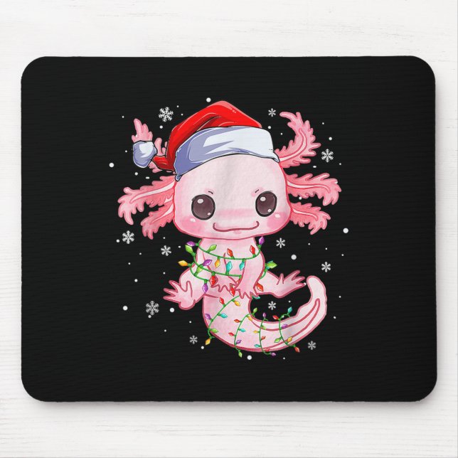 Mousepad Natal Axolotl Santa Hat Luz Japonês Bonito A (Frente)