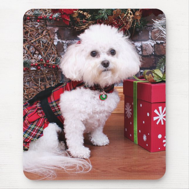 Mousepad Natal - Bichon Frise - Mia (Frente)