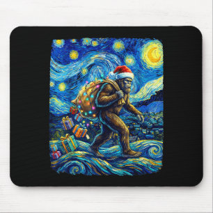 Mousepad Natal Bigfoot Chapéu de Papai Noel Van Gogh Noite