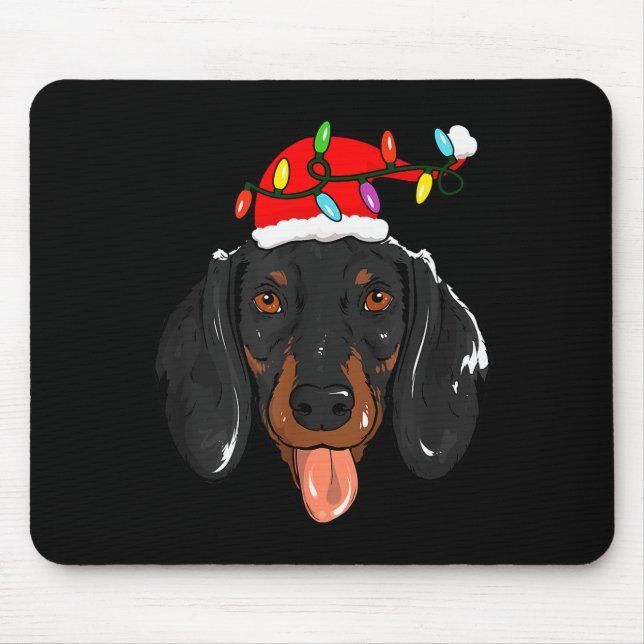 Mousepad Natal Cachorro Dachshund Luz Natal  (Frente)