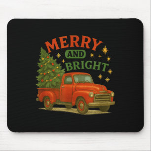 Mousepad Natal Caminhão Vermelho Vintage Alegre e Brilhante