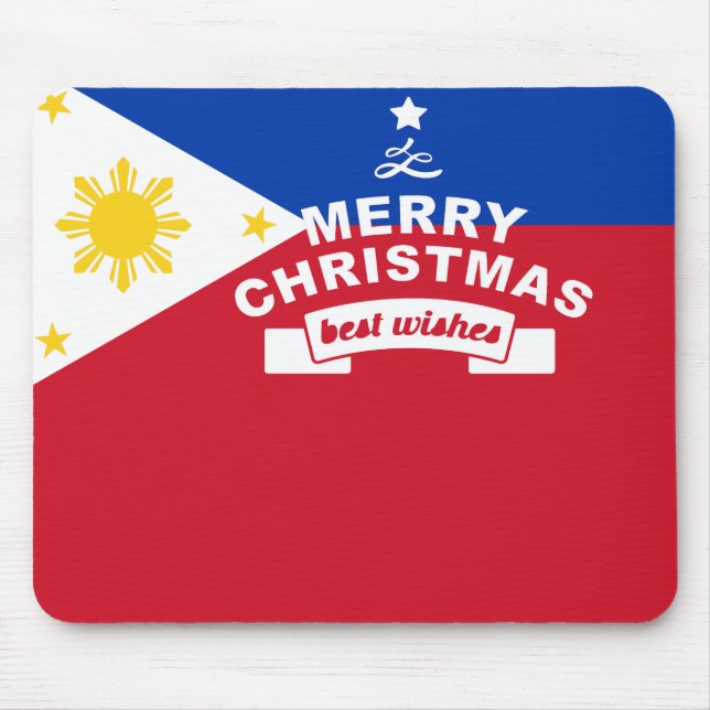 Mousepad Natal da bandeira filipina: Feliz Natal e Melhor (Frente)