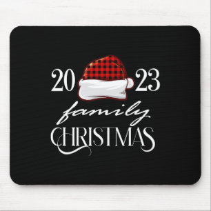 Mousepad Natal da família 2023 Santa Hat Buffalo Xadrez Ver