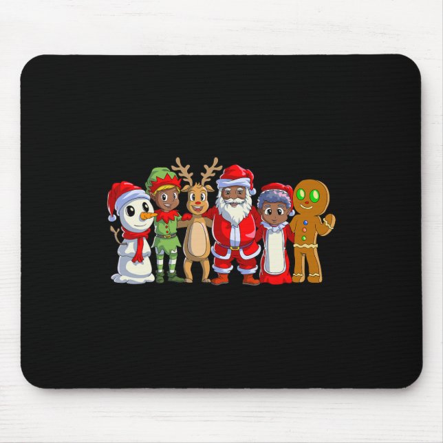 Mousepad Natal da família negra para papais noeis africanos (Frente)