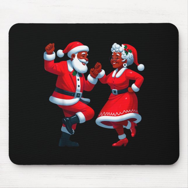 Mousepad Natal Dançando Preto Santa Senhora Afro-Americana (Frente)