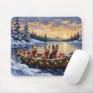 Mousepad Natal de barco de Natal do Terrier Australiano