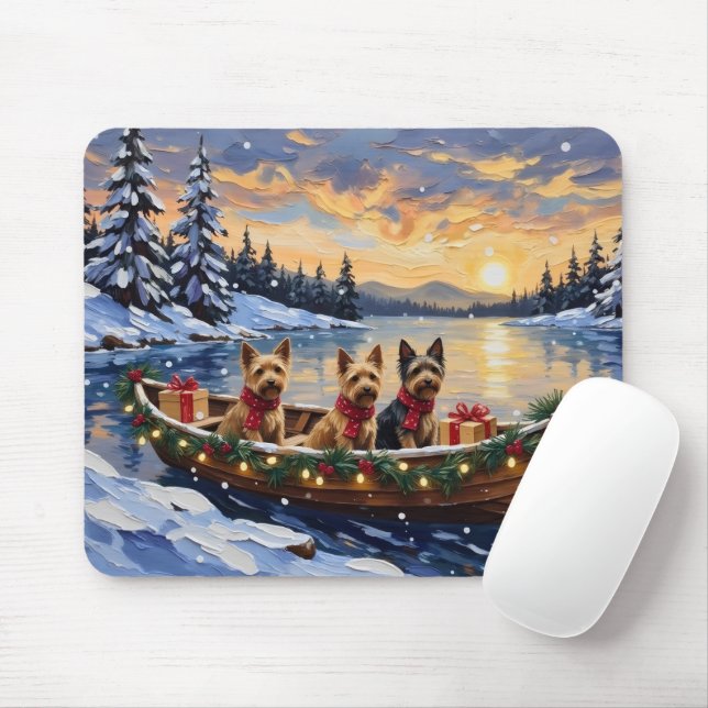 Mousepad Natal de barco de Natal do Terrier Australiano (Com mouse)