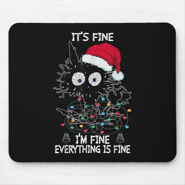 Mousepad Natal de Gato Negro Está tudo bem Estou bem (Frente)