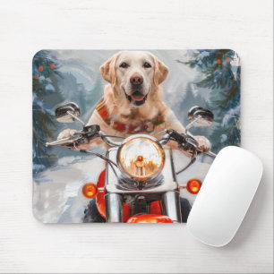 Mousepad Natal de Motocicleta do Cachorro Labrador