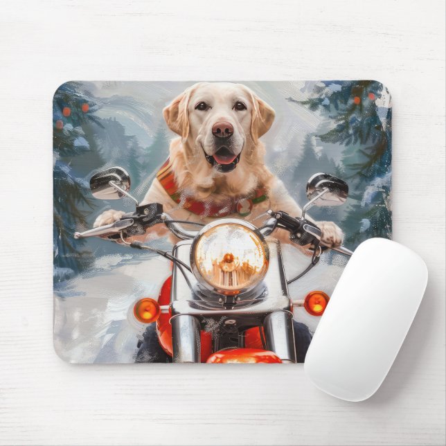 Mousepad Natal de Motocicleta do Cachorro Labrador (Com mouse)