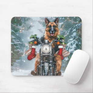 Mousepad Natal de Motocicleta german shepherd