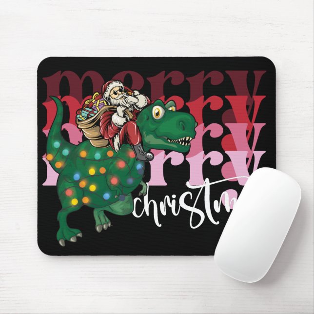 Mousepad Natal do carregando de Dinossaur Papai Noel (Com mouse)