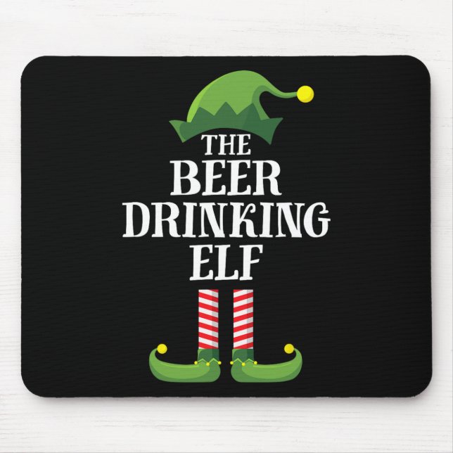Mousepad Natal do Grupo Familiar de Cerveja Bebendo Elf Cor (Frente)