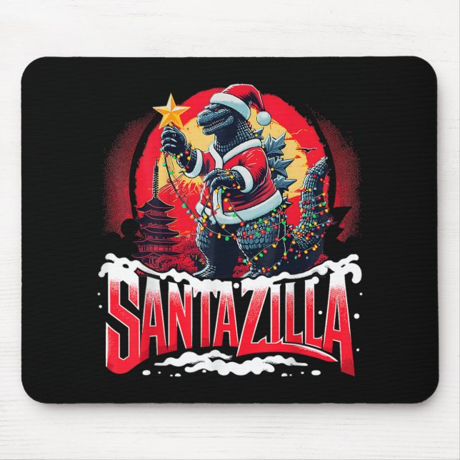 Mousepad Natal do Kaiju Santazilla Monstro Japonês Dinossa (Frente)