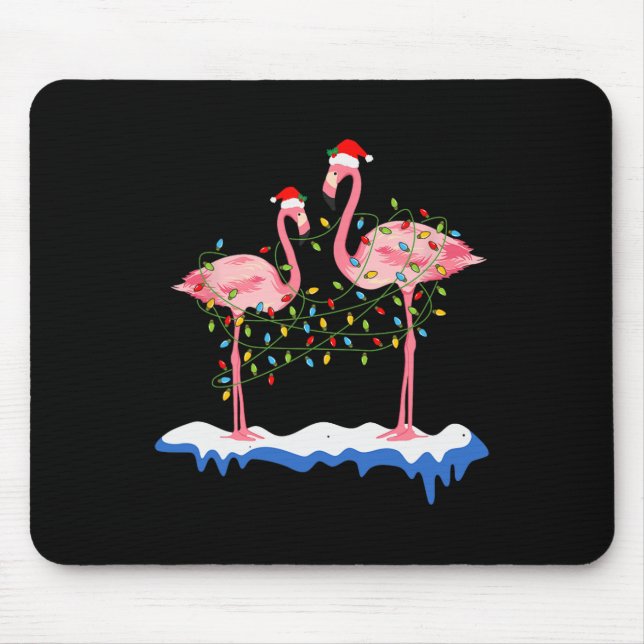 Mousepad Natal Dois Flamingo Rosa Verão Natal  (Frente)