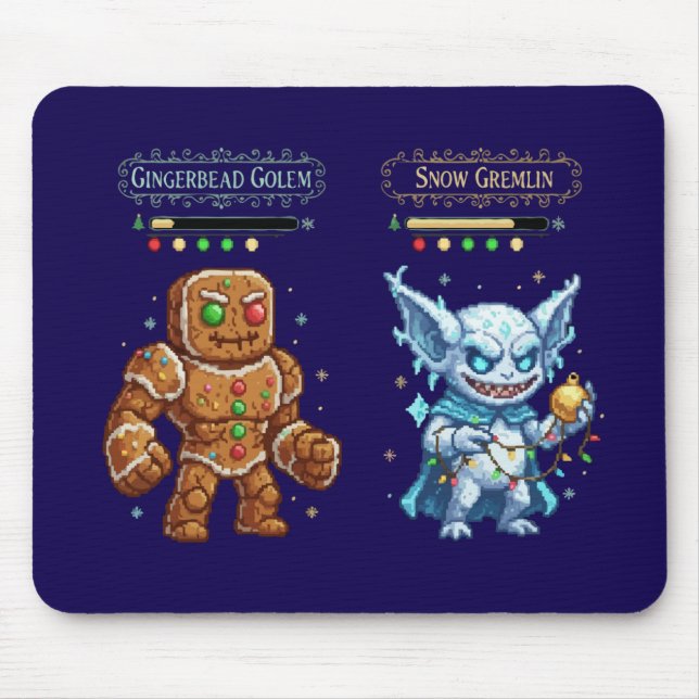 Mousepad Natal dos Jogos Retrô | Pixel Art Gingerbread (Frente)