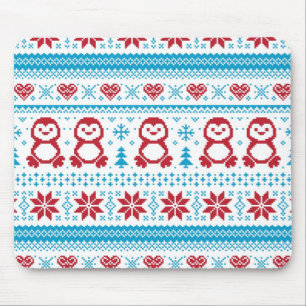 Mousepad Natal e teste padrão feito malha inverno