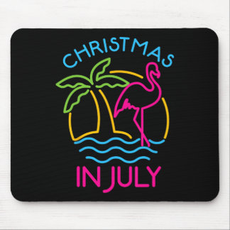 Mousepad Natal Em Julho Flamingo Rosa Chapéu De Papai Noel 
